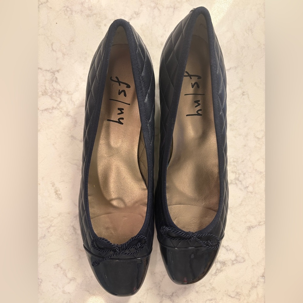 French Sole Navy Quilted Flats